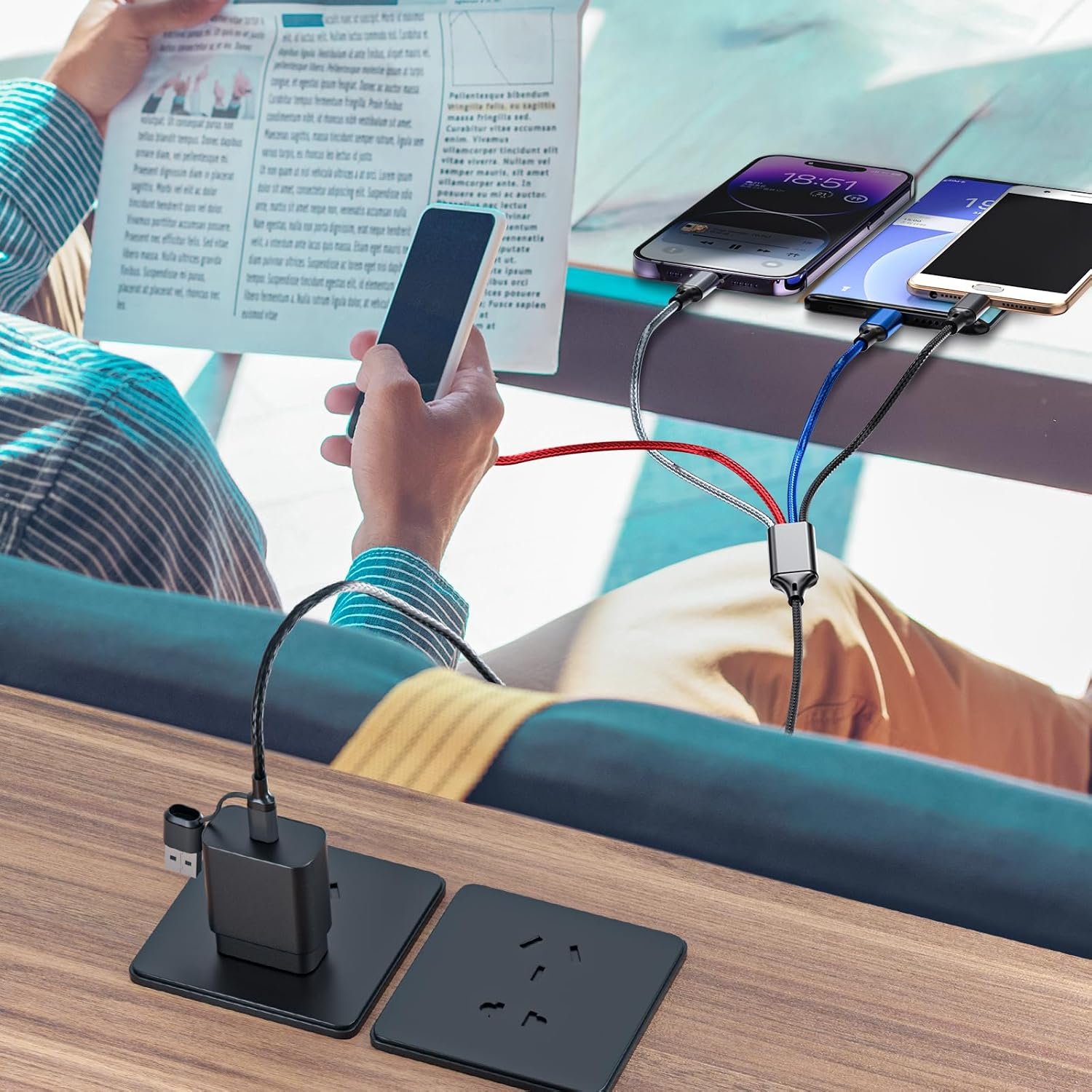 6 in 1 Multi Charging Cable 2Pack-6FT Multi USB Cable 3A Multi Charger Cable - Image 7